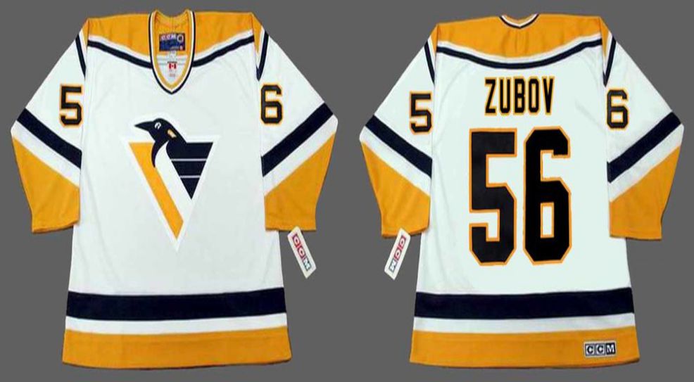 2019 Men Pittsburgh Penguins 56 Zubov White yellow CCM NHL jerseys